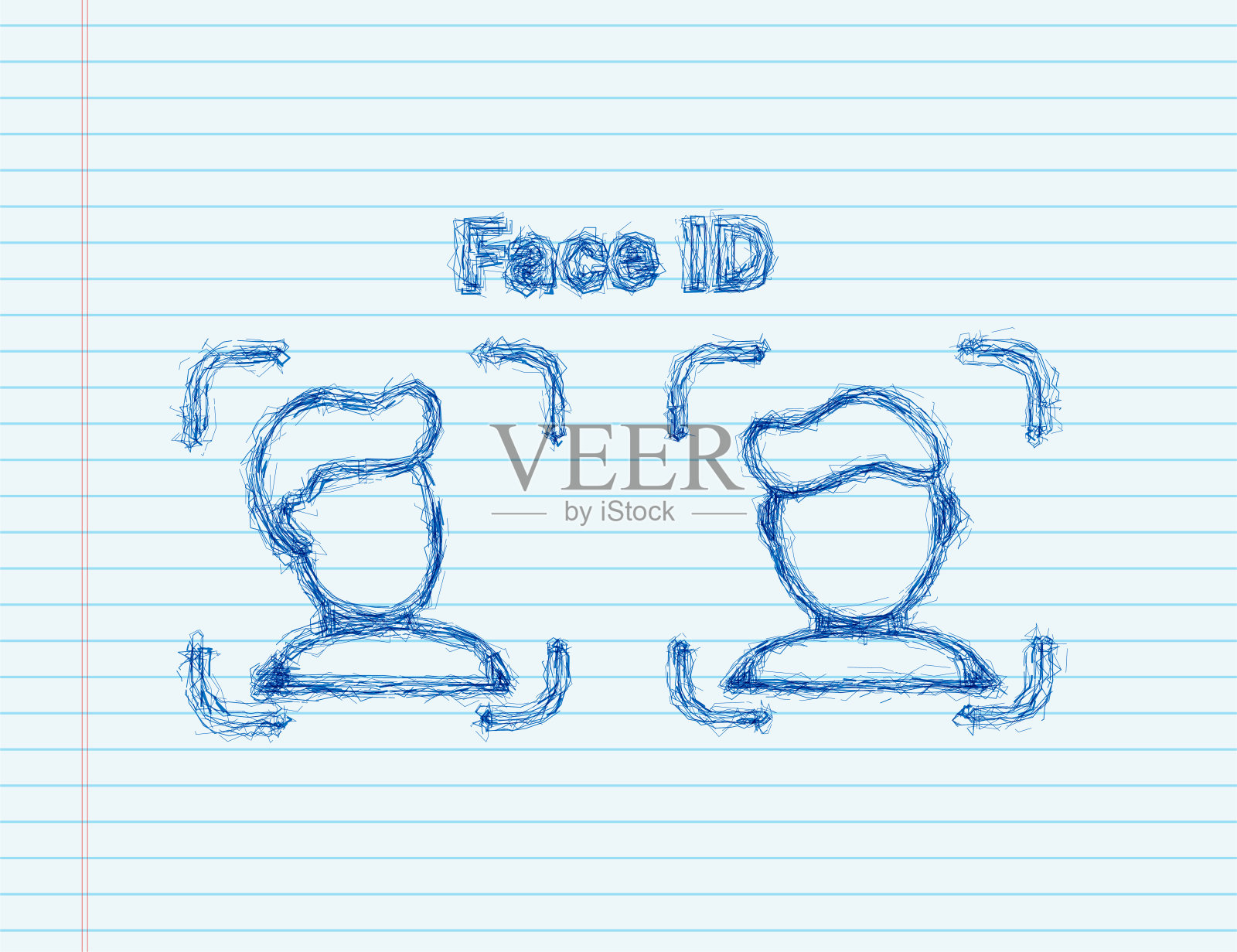 人脸识别概念设计。可用于网页横幅，信息图形，英雄图像。素描风格。矢量图插画图片素材