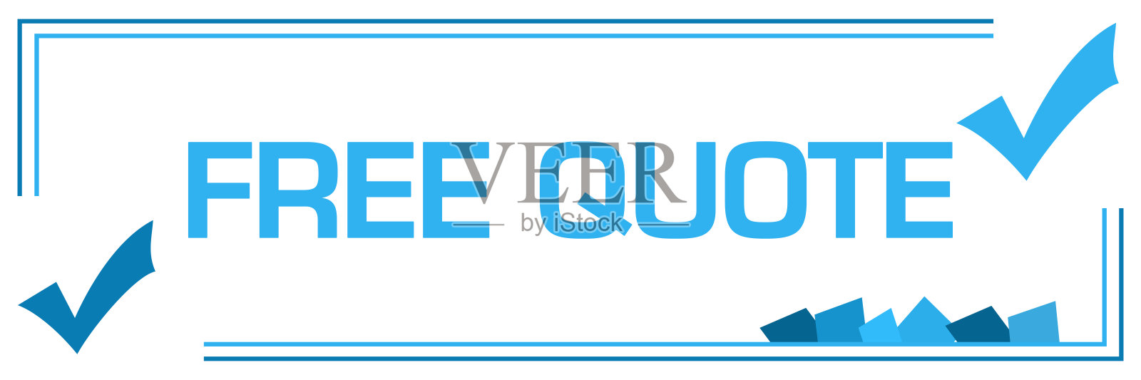 免费报价蓝色边框刻度角水平插画图片素材