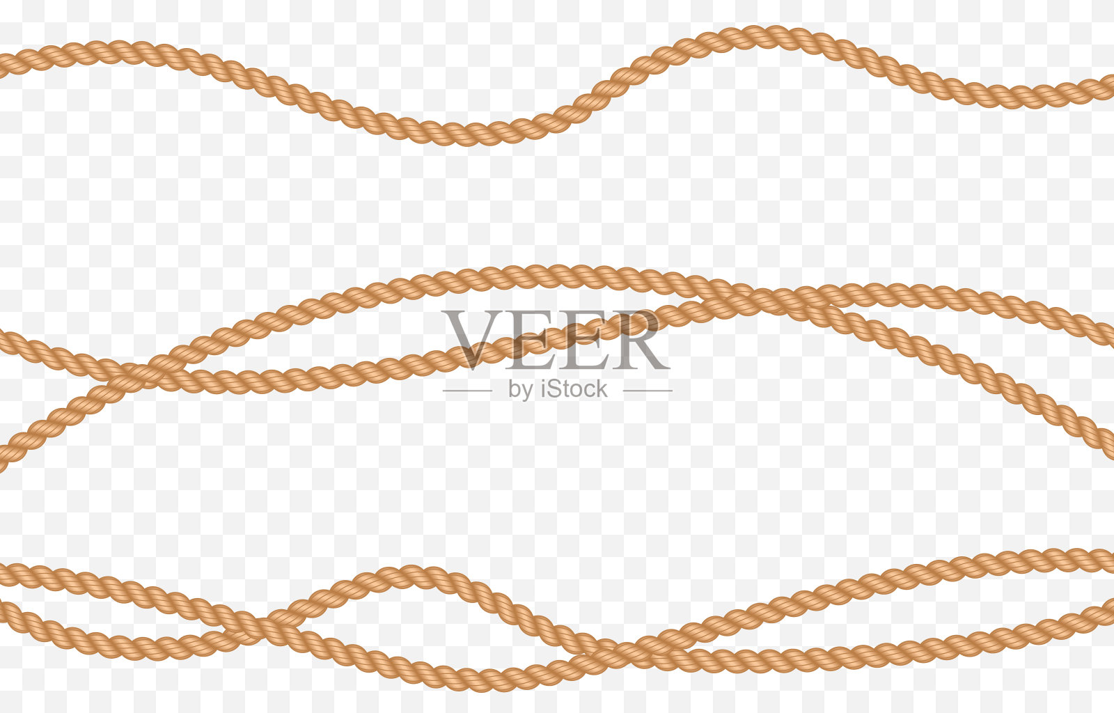 航海绳索矢量集png。航海用的绳子，鞭子在孤立透明的背景上。直绳或绞绳PNG。装饰元素。插画图片素材