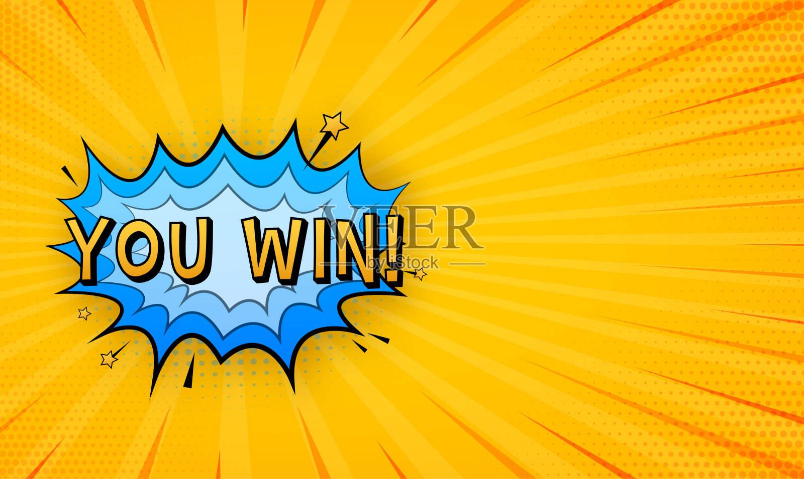 滑稽的演讲中充斥着文字你赢了。标志、不干胶标签、特价标签、广告标识。向量股票插图插画图片素材