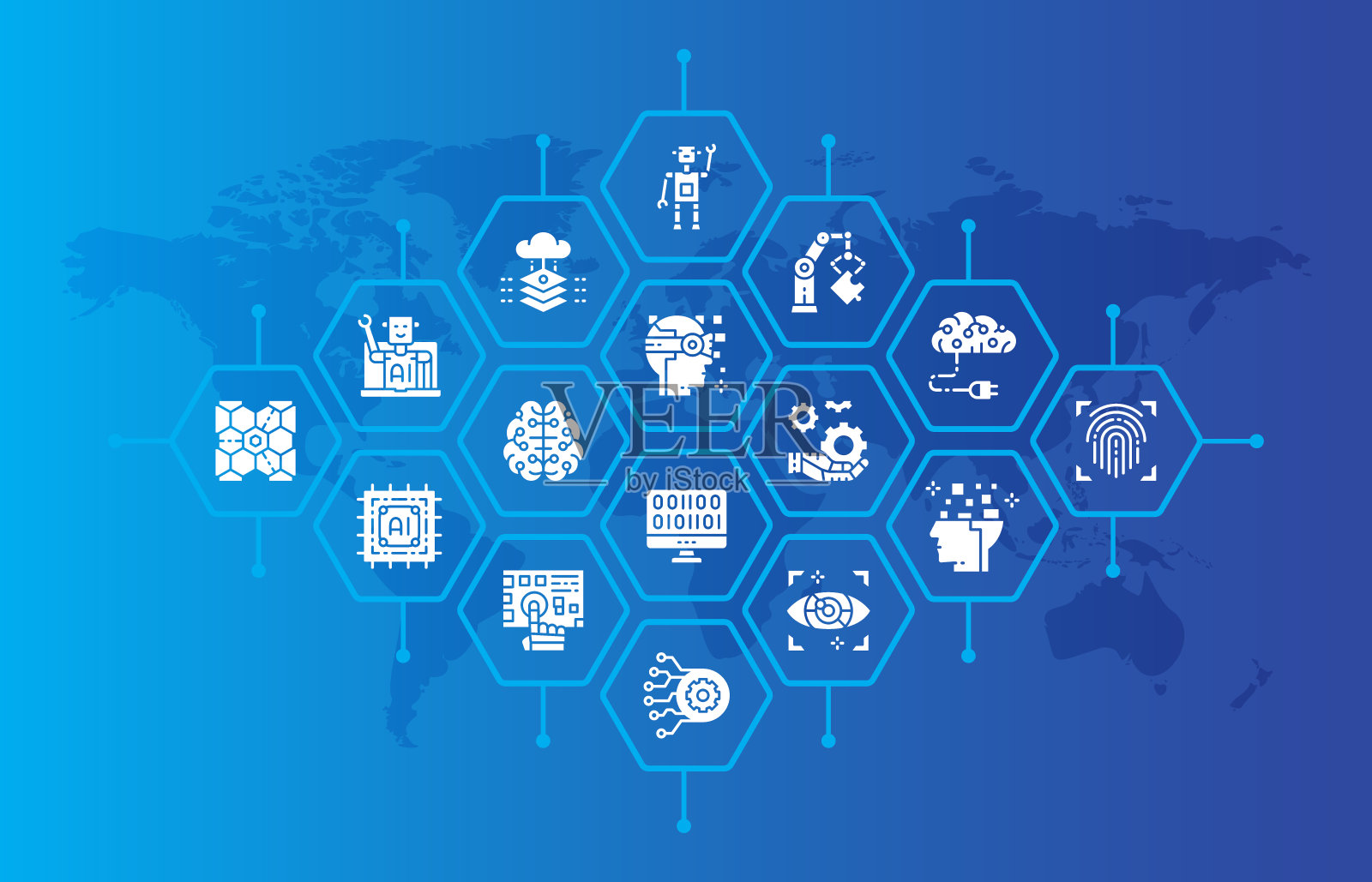 人工智能旗帜。机器人，聊天机器人，数据库，网页横幅或展示的大数据插图。插画图片素材