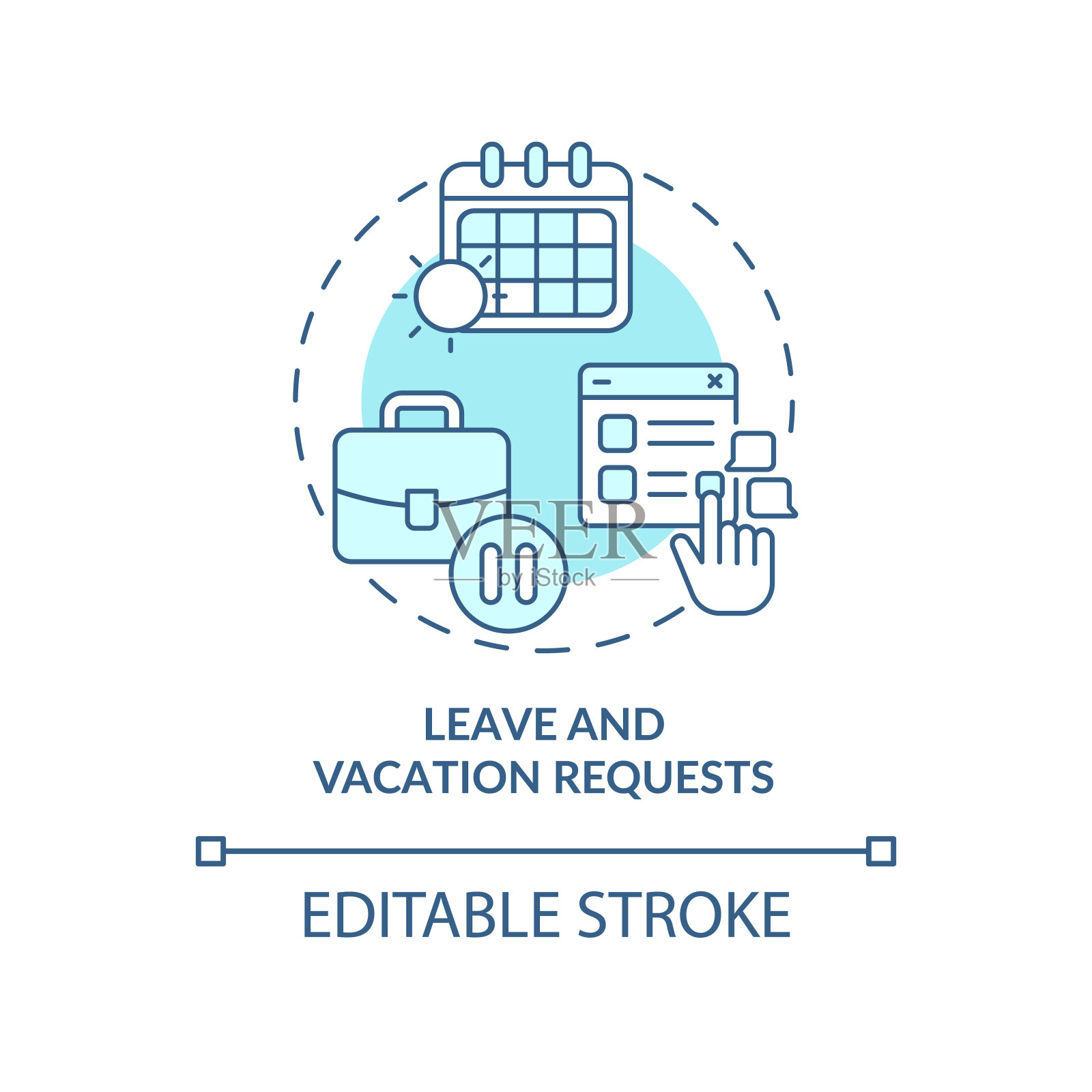 休假和休假请求绿松石概念图标插画图片素材