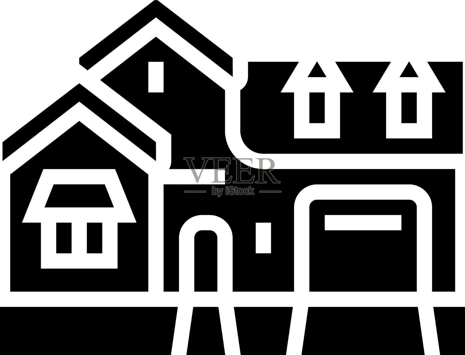 法国乡村房子字形图标插画图片素材