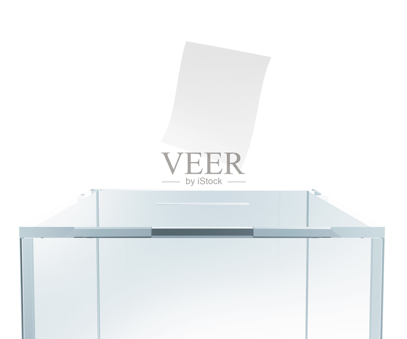 玻璃投票盒与信封孤立在白色背景上照片摄影图片