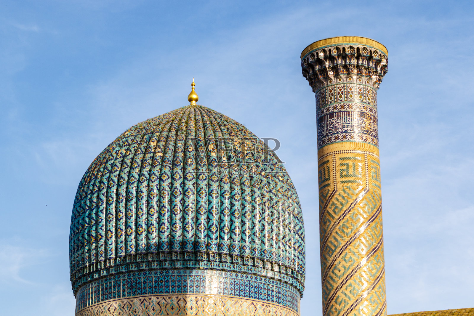 图为中亚乌兹别克斯坦撒马尔罕的阿米尔泰穆尔陵墓(gure -Amir)照片摄影图片