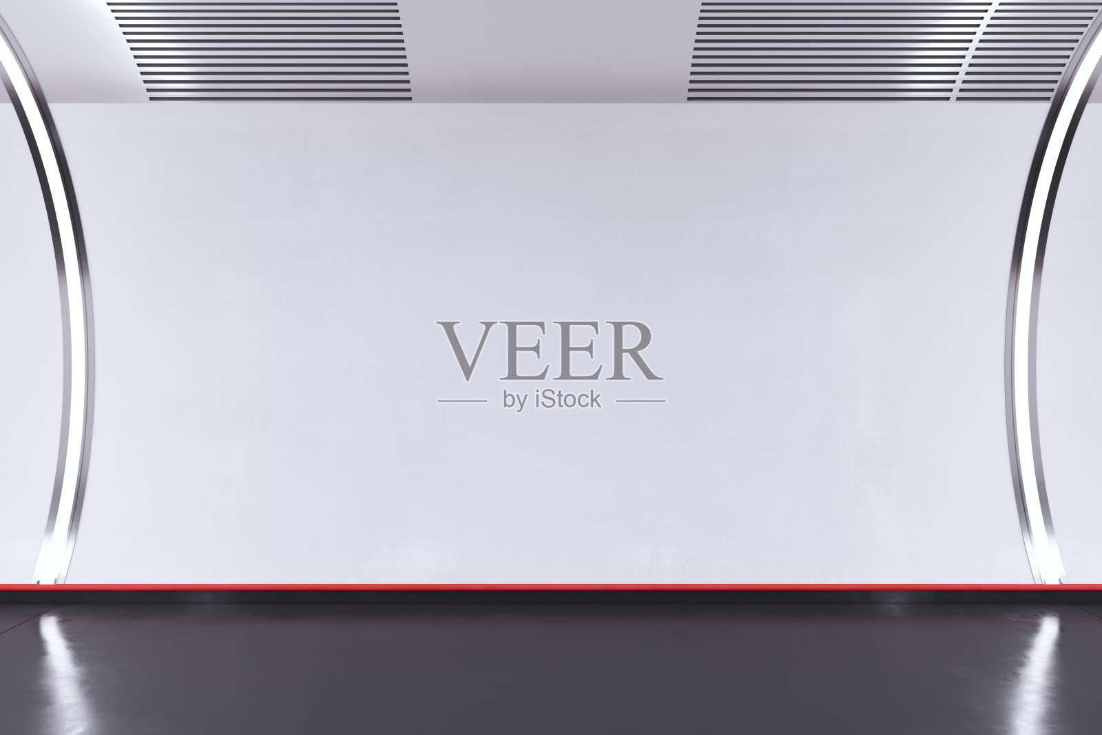 摘要轻型混凝土隧道内部设有模拟场所。未来宇宙飞船设计概念。3 d渲染。照片摄影图片