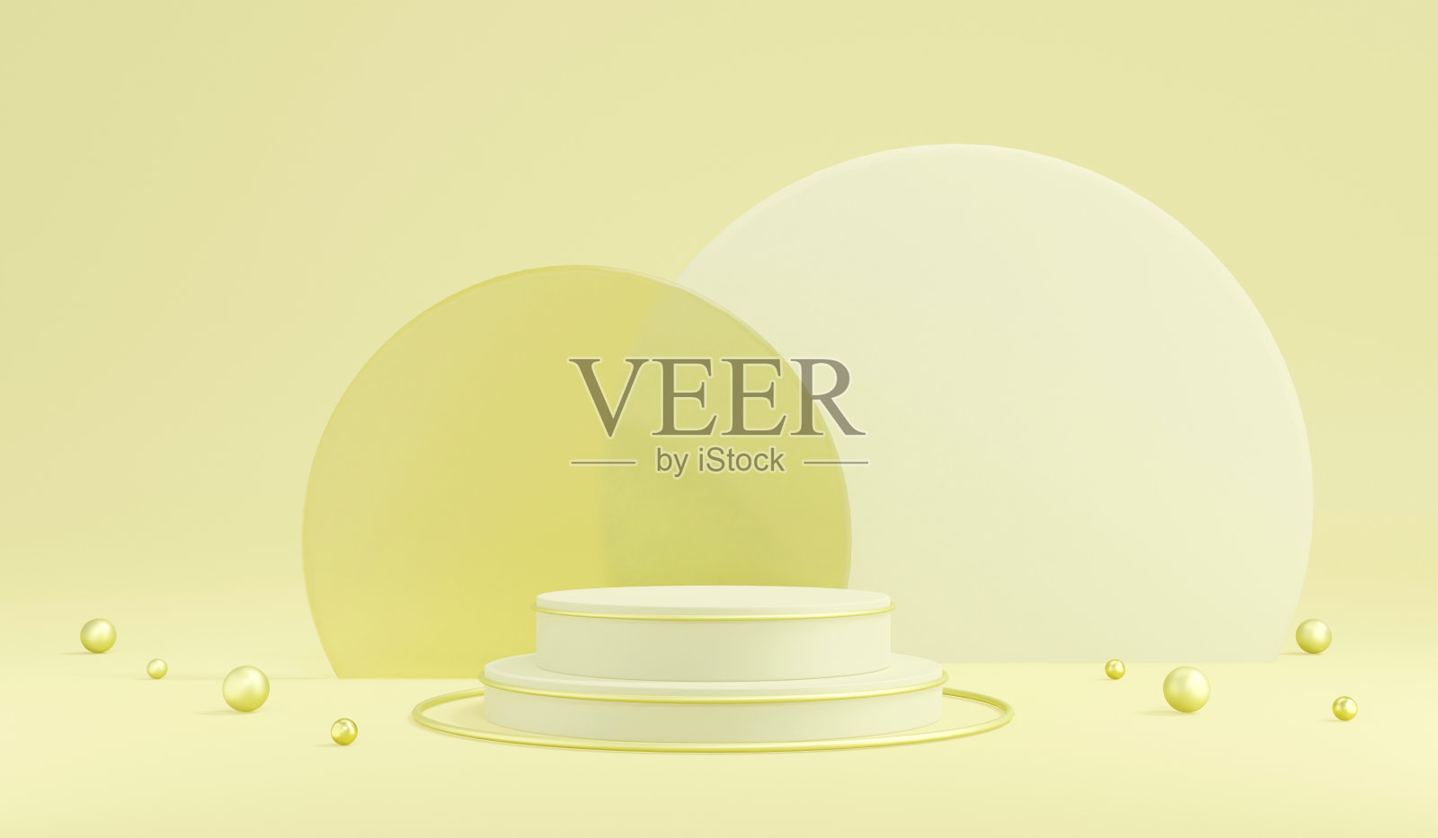 商业设计中黄色平台产品展示与背景元素的3D渲染概念。3 d渲染。照片摄影图片