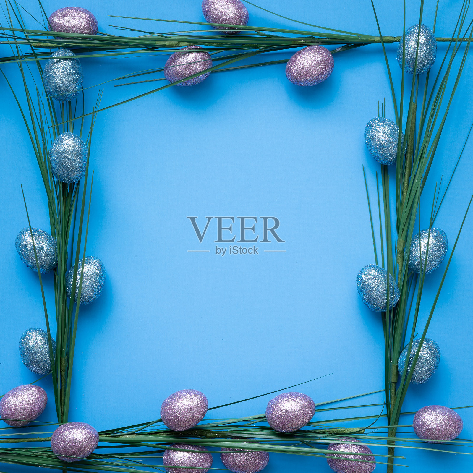 镶有复活节彩蛋的树枝框架照片摄影图片