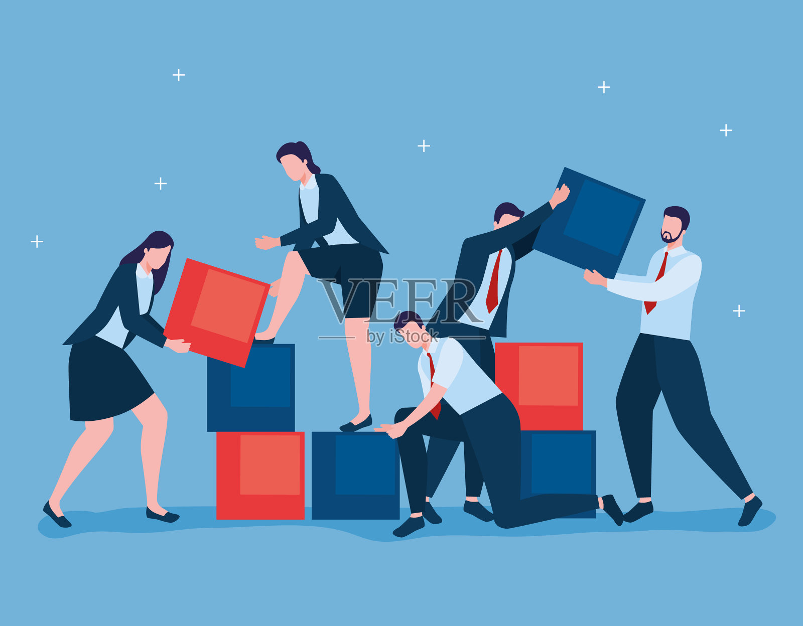 商人与多维数据集插画图片素材