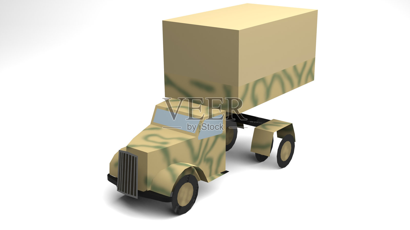 3 d演示。一辆旧军用卡车的简单轮廓照片摄影图片