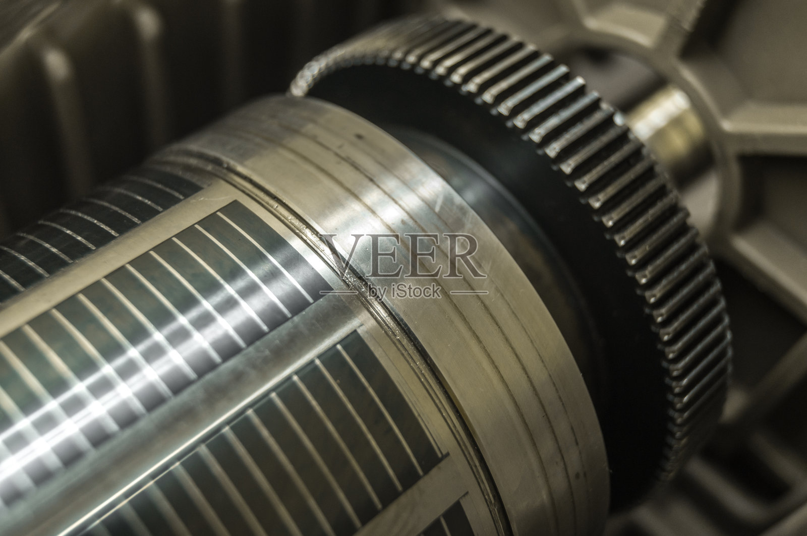 用于塑料盒内圆印刷机的磁性滚筒。磁轴用于模具安装。有选择性的重点照片摄影图片