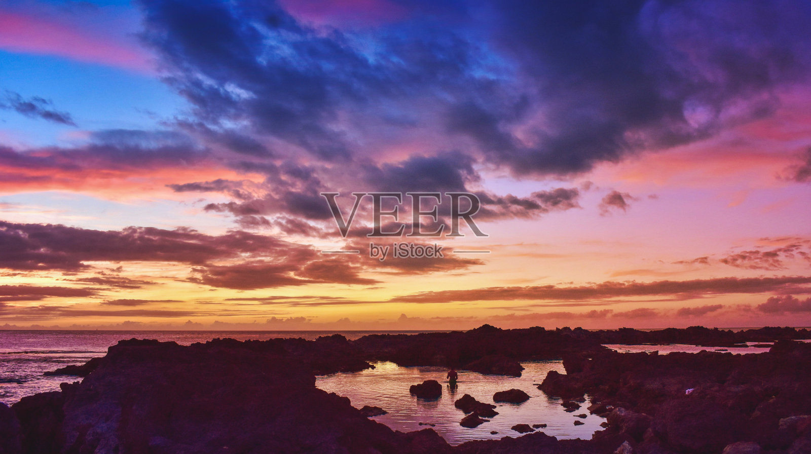 令人惊叹的日落背景与五彩缤纷的天空照片摄影图片