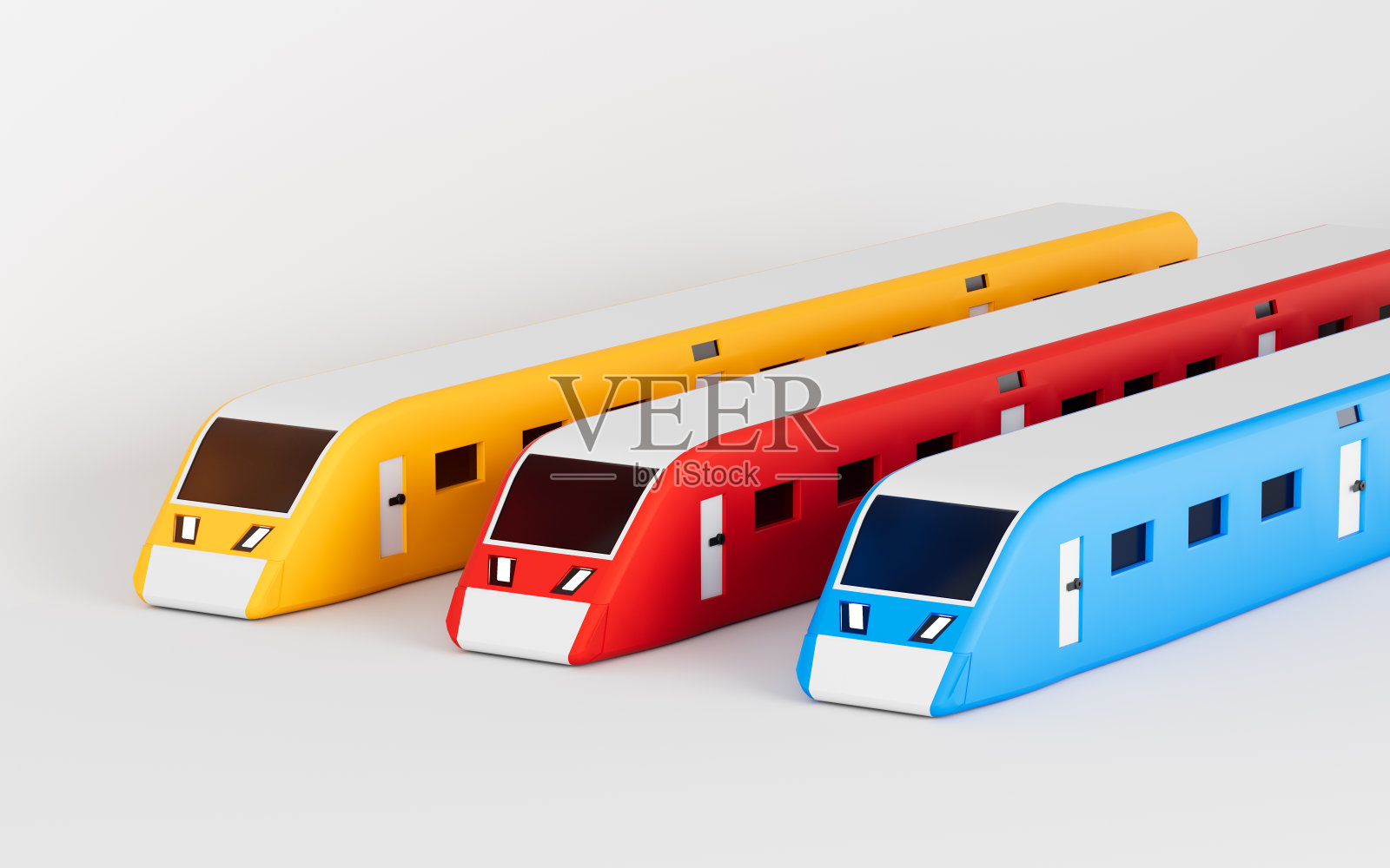 白色背景的火车，3d渲染。照片摄影图片