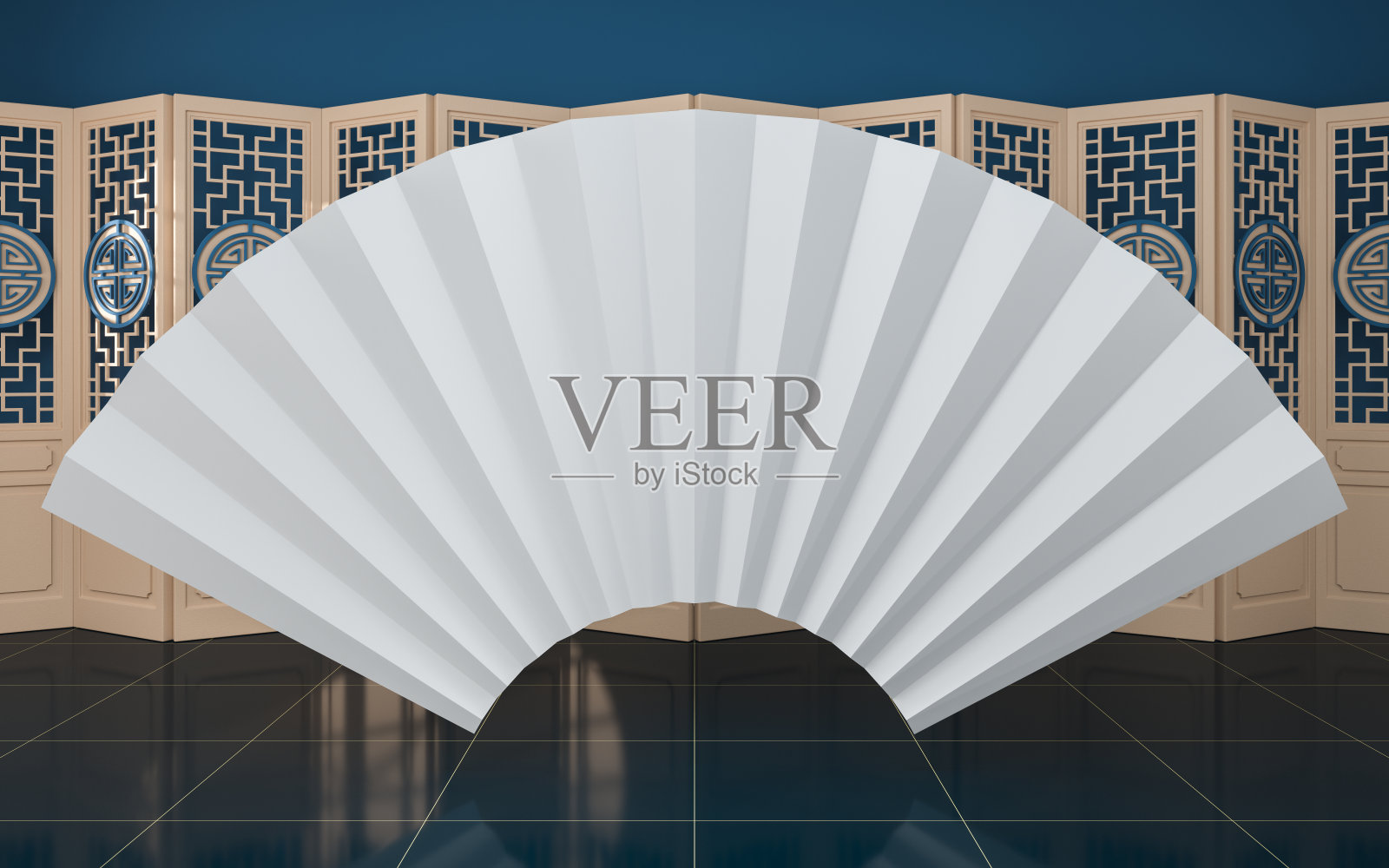 中式房间和空白处，三维渲染。照片摄影图片