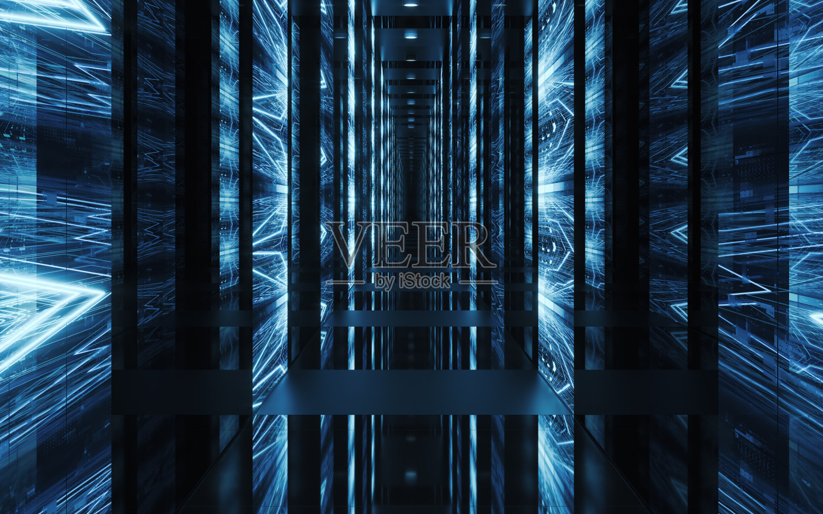 黑暗隧道背景，3D渲染。照片摄影图片