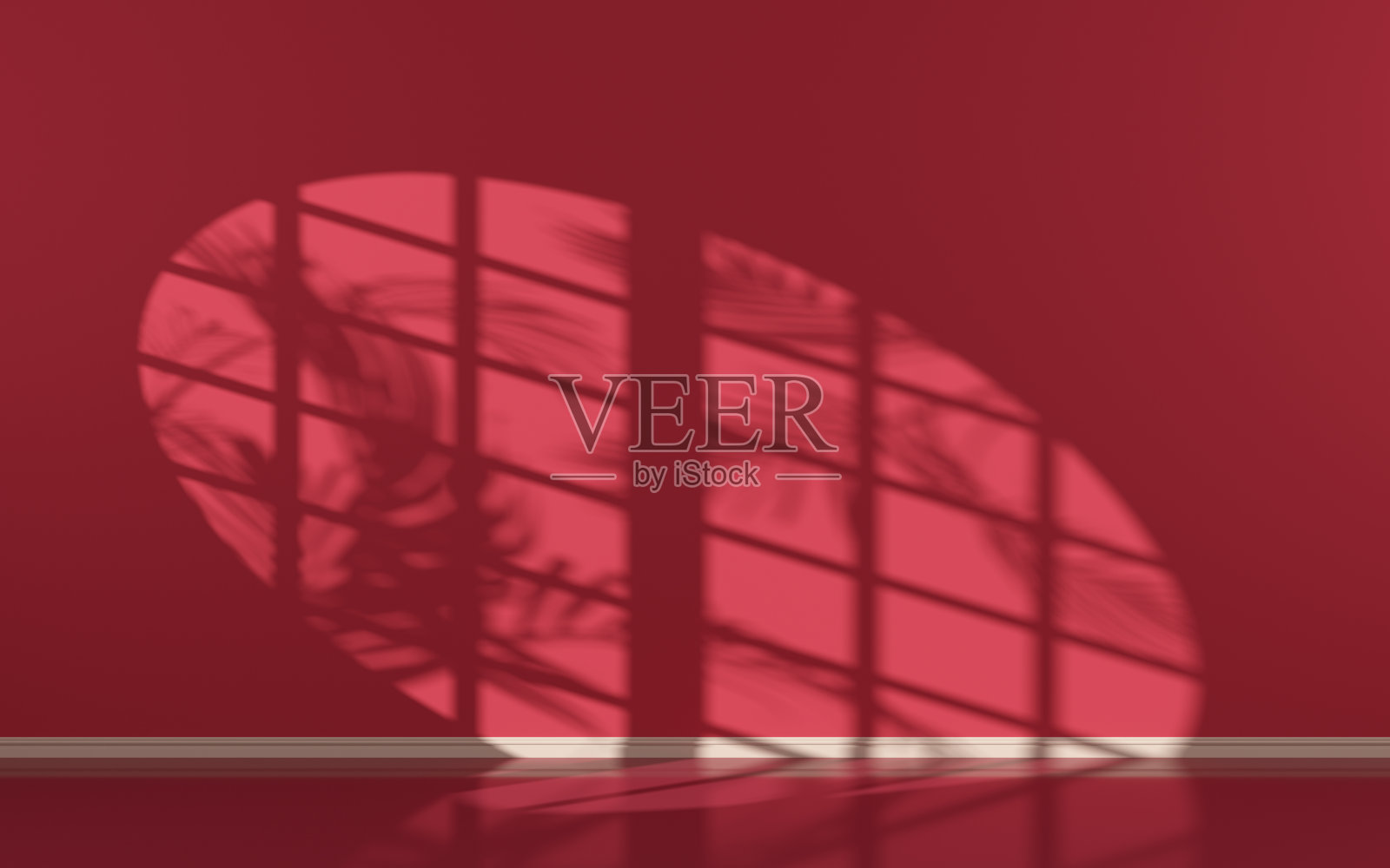 空房间，圆形窗口，3d渲染。照片摄影图片