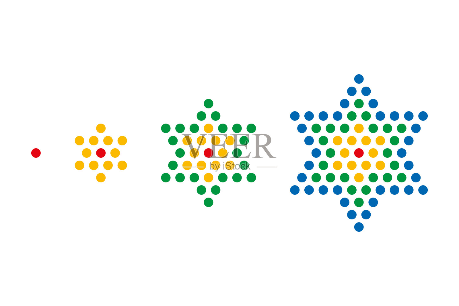 前四个星号用彩色圆点表示，中间为数字插画图片素材