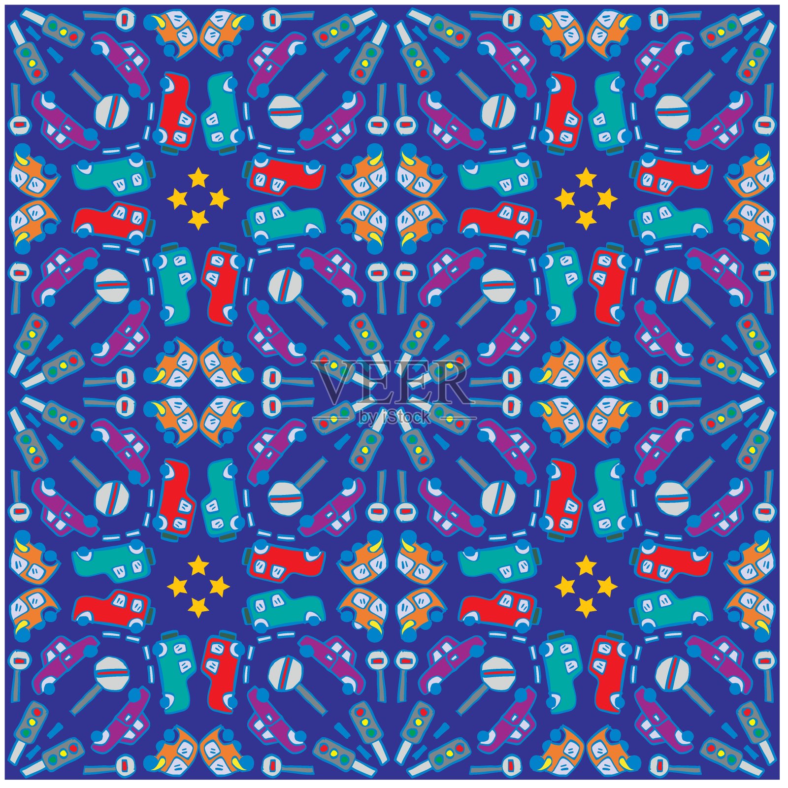 运输无缝模式的蓝色背景插画图片素材