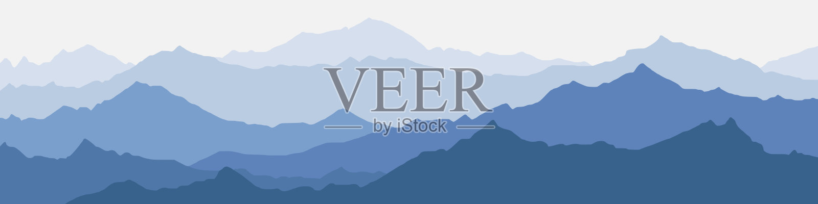 矢量插图的山，脊在早晨的薄雾，全景插画图片素材