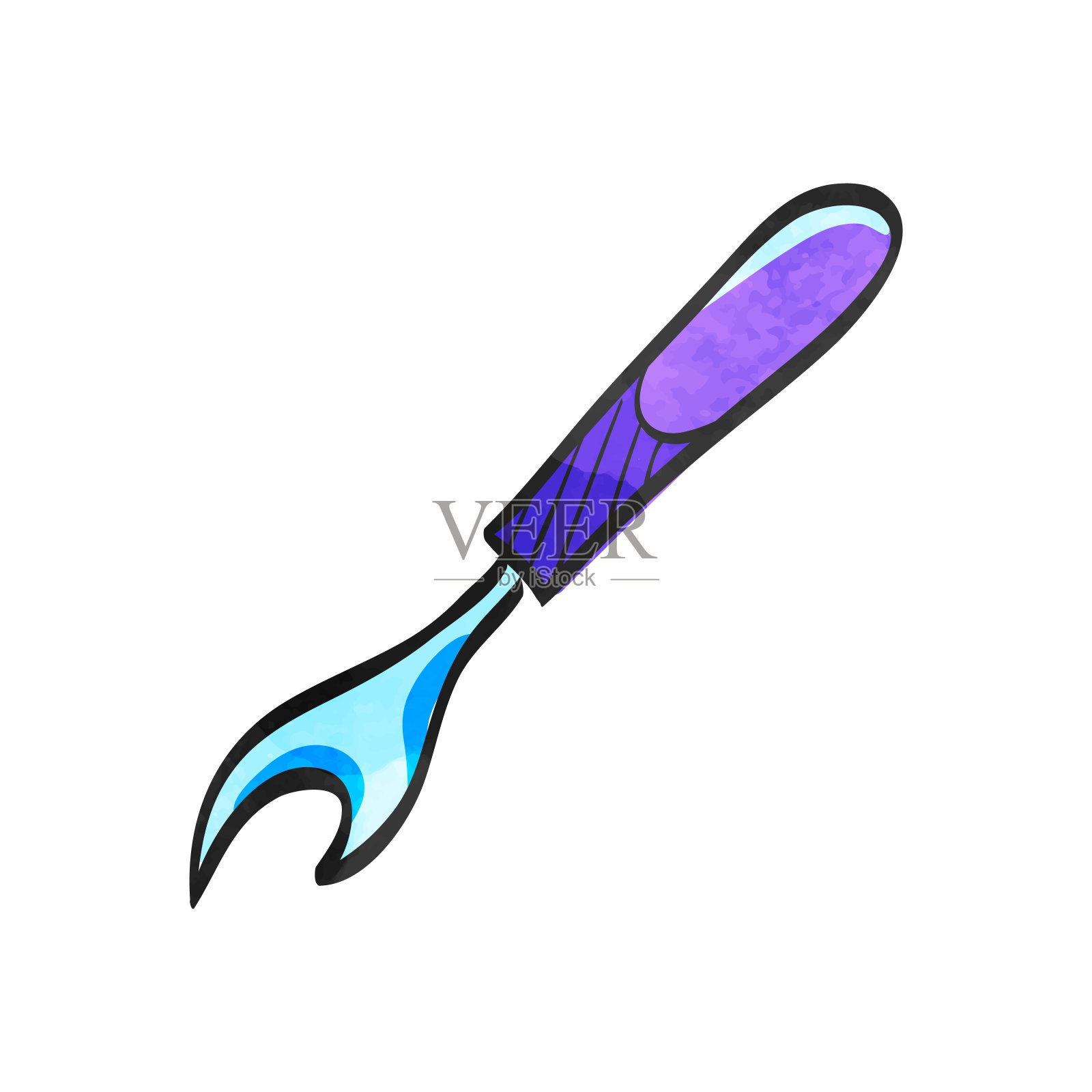 水彩风格图标缝开膛手插画图片素材