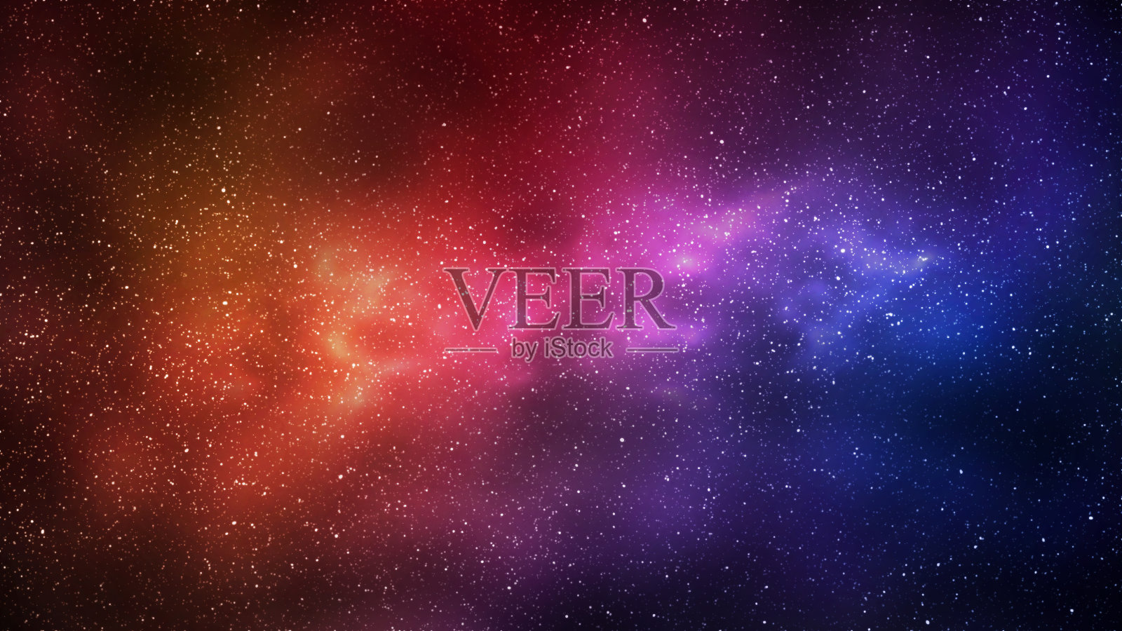 夜空繁星满天，亮蓝红银河，水平背景照片摄影图片