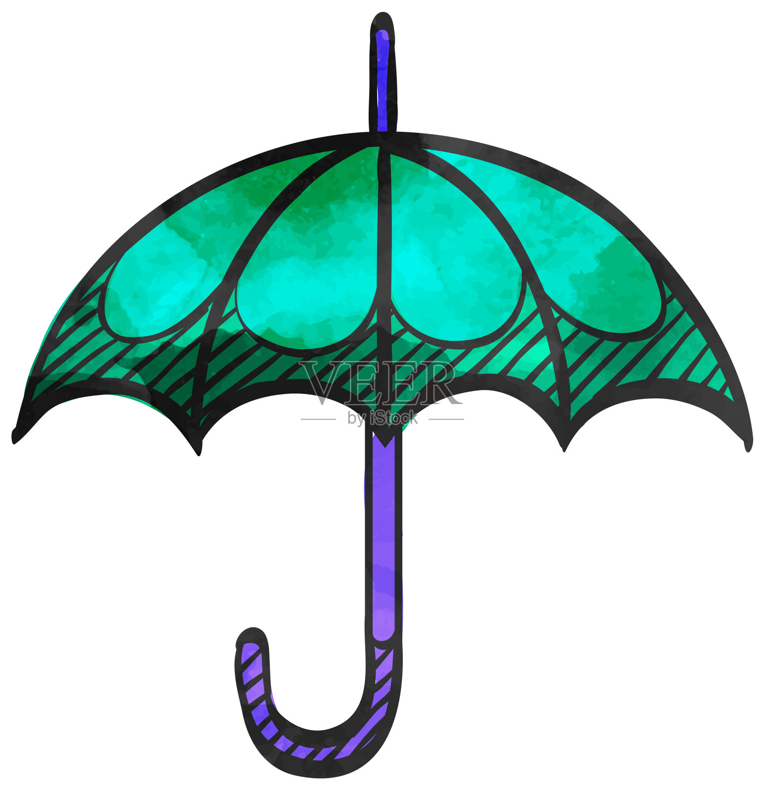 水彩风格图标雨伞插画图片素材