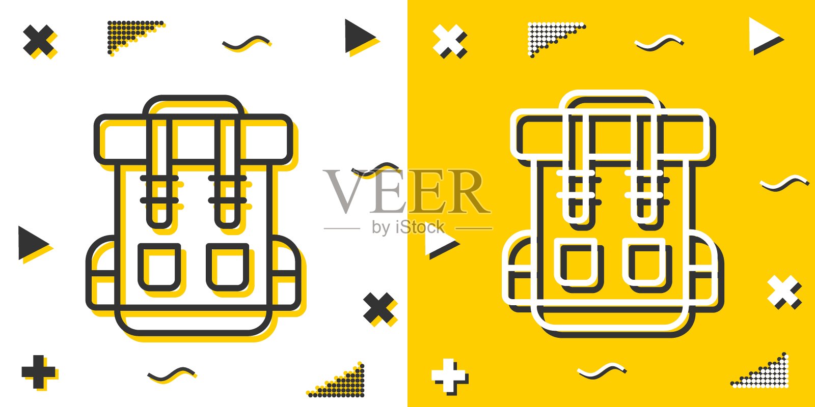 帆布背包行图标。简单的轮廓风格。背包线性符号。矢量插图孤立在白色背景上。可编辑的stroke EPS 10插画图片素材