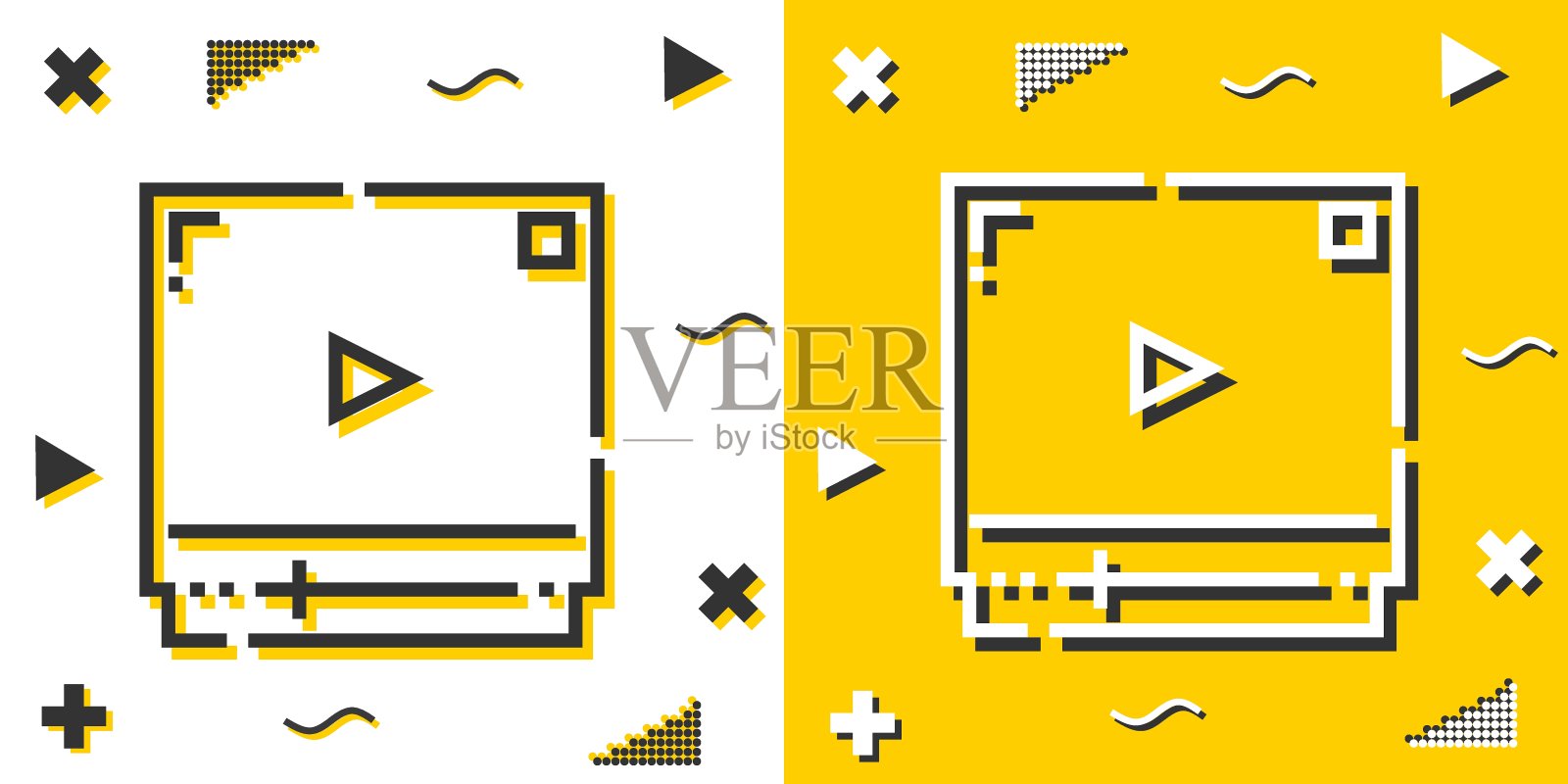 视频播放器线图标。简单的轮廓的风格。视频播放器线性符号。矢量插图孤立在白色背景上。可编辑的stroke EPS 10插画图片素材