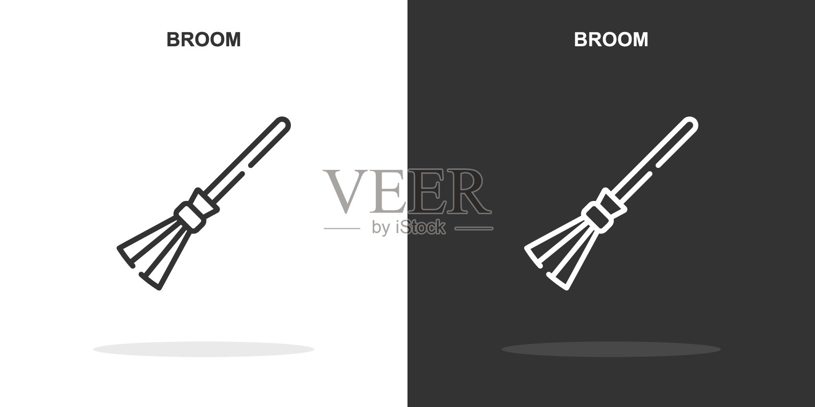 扫帚行图标。简单的轮廓的风格。扫帚线性迹象。矢量插图孤立在白色背景上。可编辑的stroke EPS 10插画图片素材