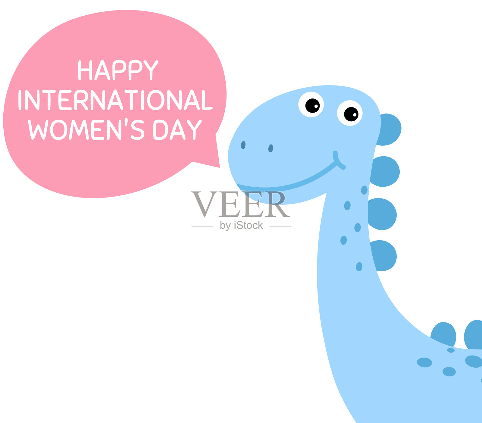 可爱的恐龙庆祝国际妇女节。插画图片素材
