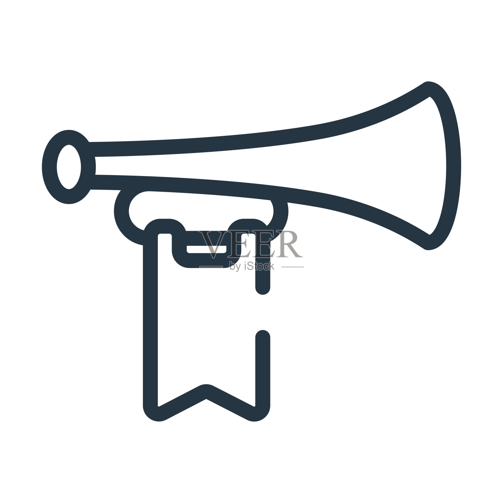 宣布细线图标。公告，扩音器线性图标从中世纪概念孤立的轮廓标志。矢量插图符号元素的网页设计和应用程序。图标素材