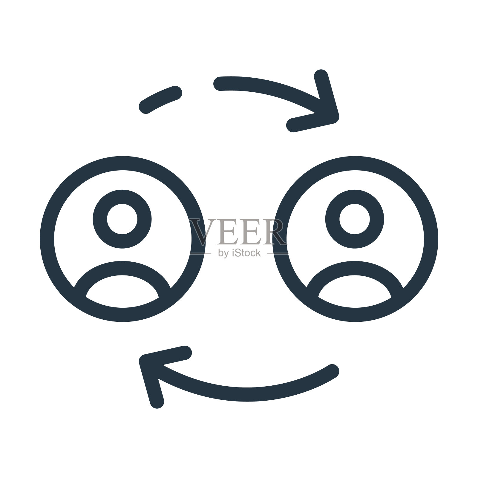 用户交换符号细线图标。交换，用户线性图标从用户界面概念孤立的轮廓符号。矢量插图符号元素的网页设计和应用程序。图标素材