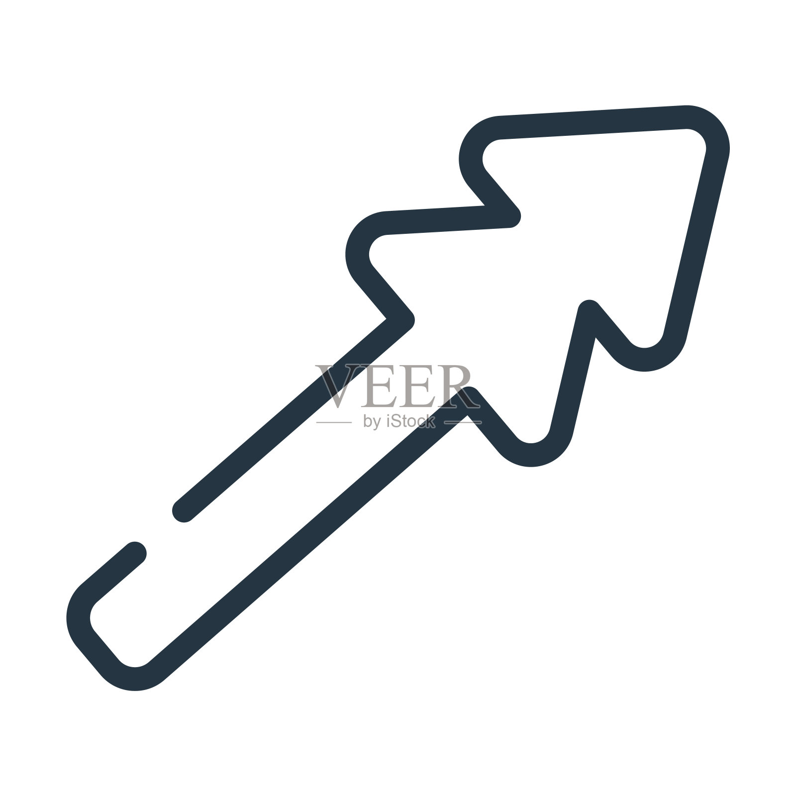 右向上箭头细线图标。接下来，线性图标从用户界面概念孤立的轮廓符号。矢量插图符号元素的网页设计和应用程序。图标素材