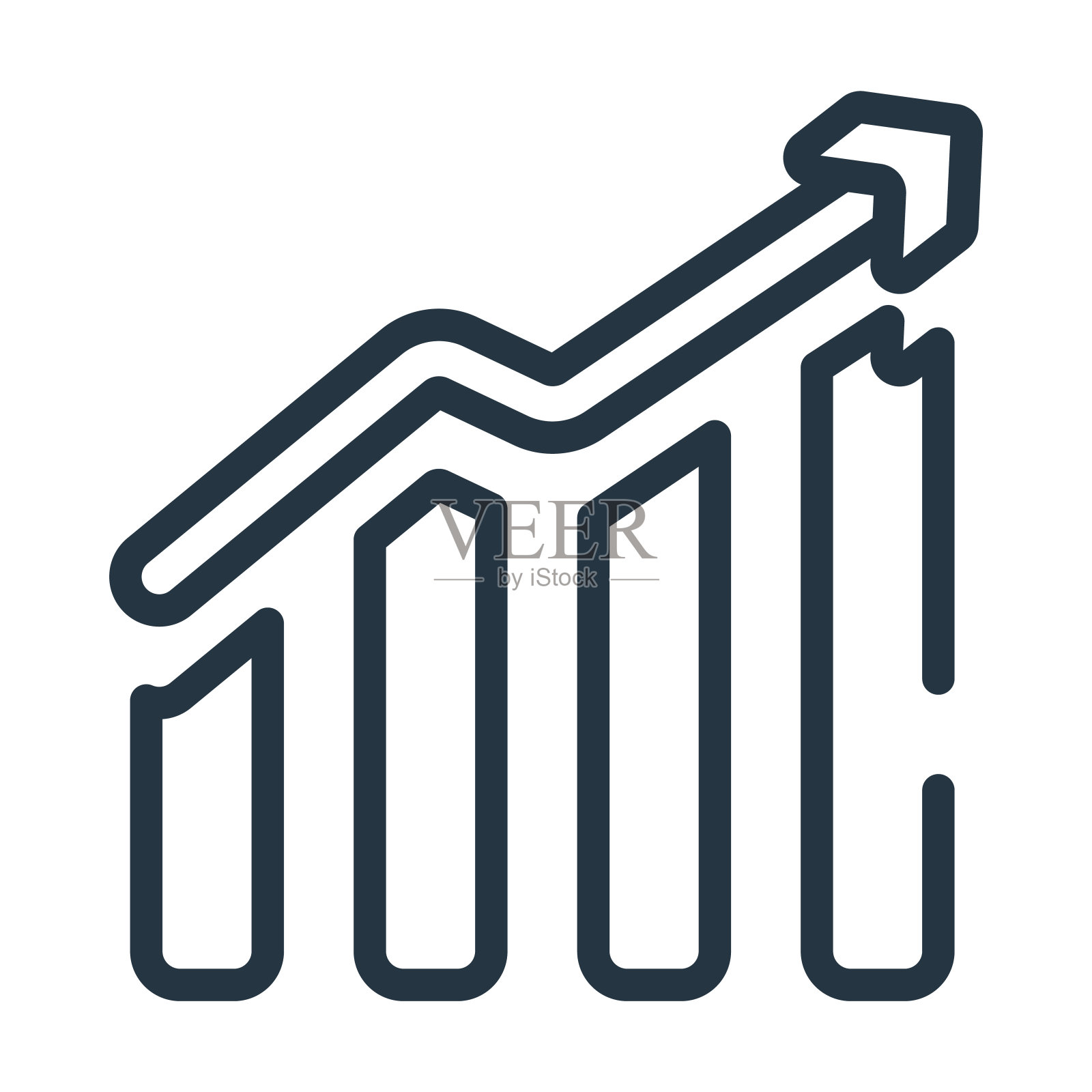 增加条形图形细线图标。数据，利润线性图标从用户界面概念孤立的轮廓符号。矢量插图符号元素的网页设计和应用程序。插画图片素材