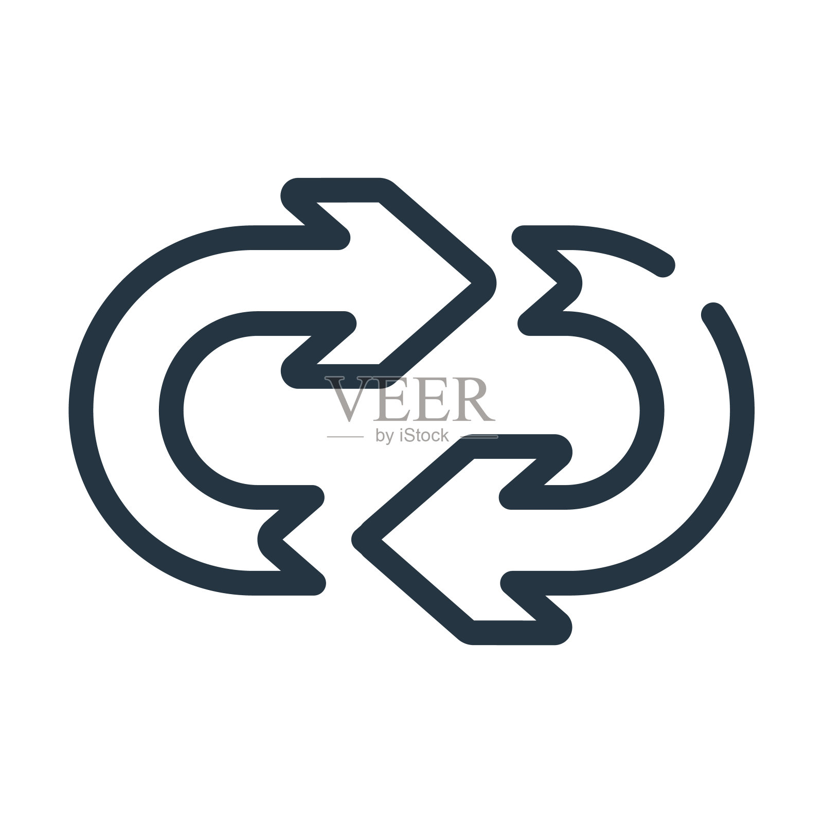 旋转箭头细线图标。重置，重复线性图标从用户界面概念孤立的轮廓符号。矢量插图符号元素的网页设计和应用程序。图标素材