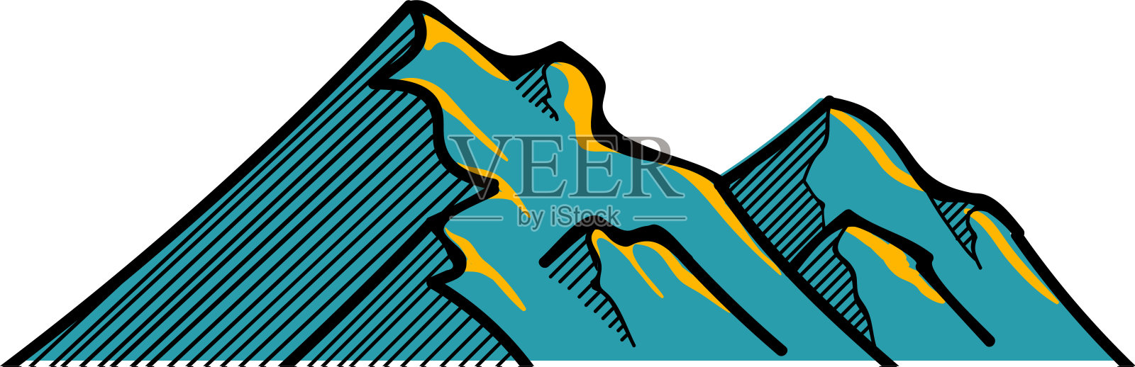 手绘山颜色矢量插图插画图片素材