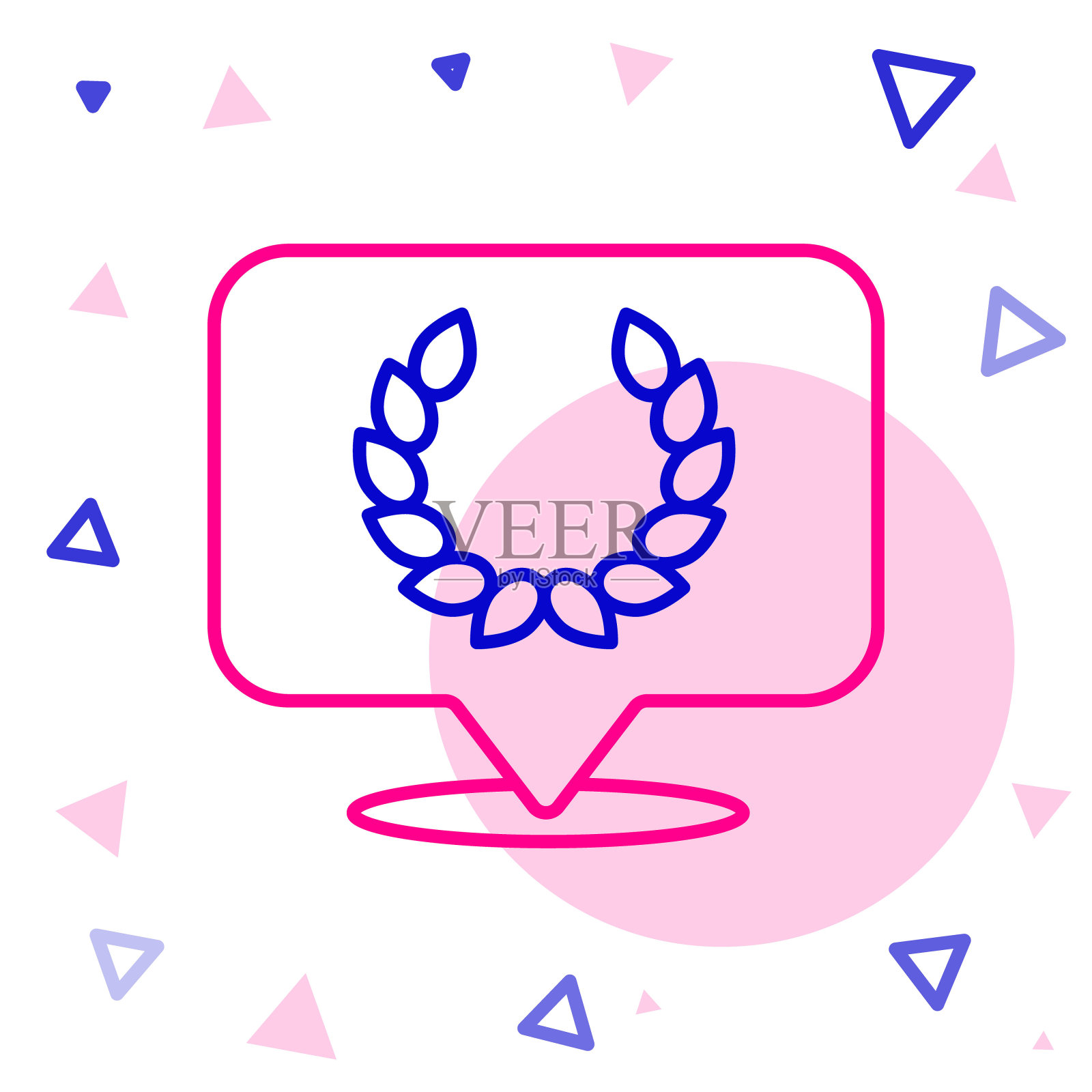 线月桂花环图标孤立在白色背景。胜利的象征。色彩斑斓的轮廓的概念。向量插画图片素材