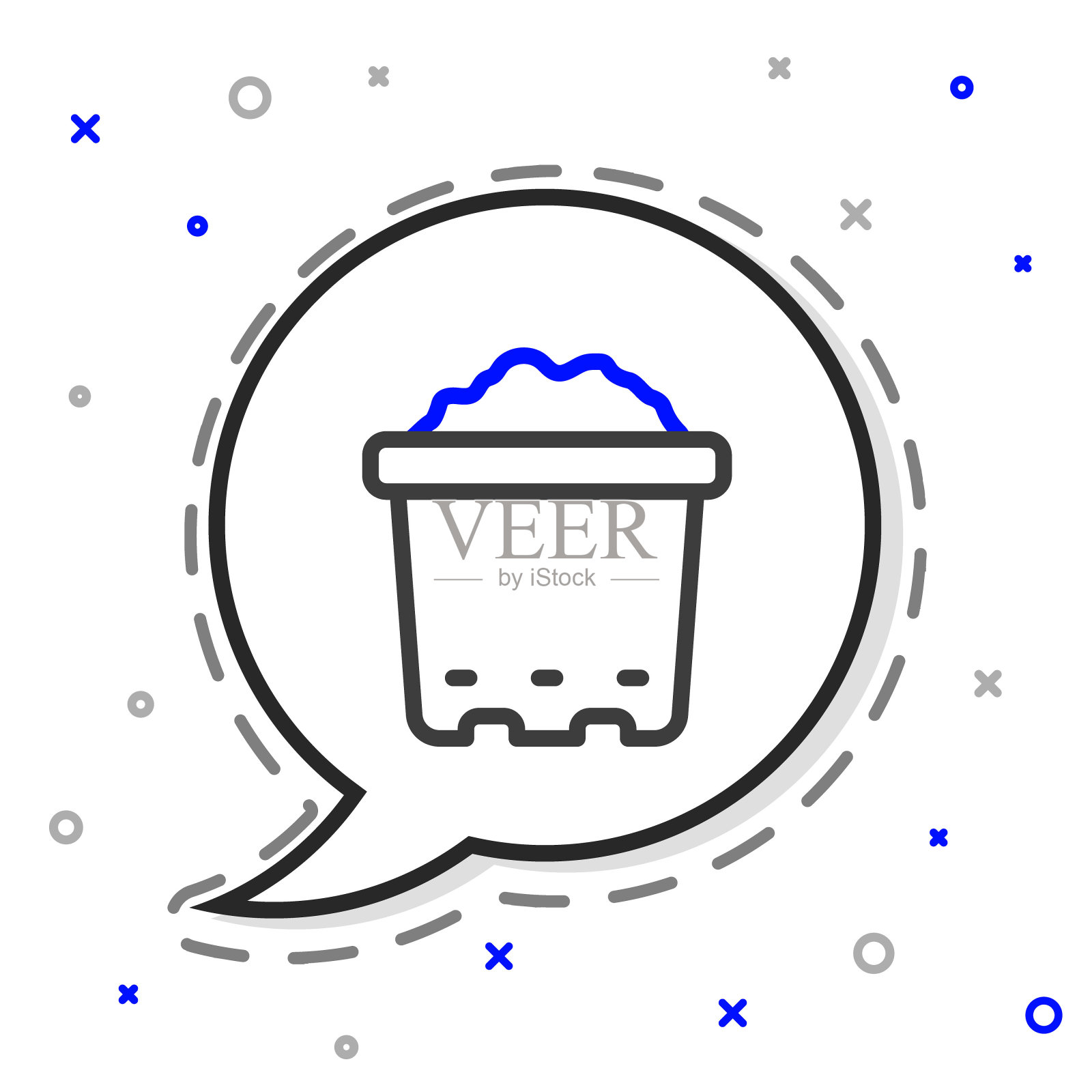 线罐与土壤图标孤立在白色背景上。色彩斑斓的轮廓的概念。向量插画图片素材