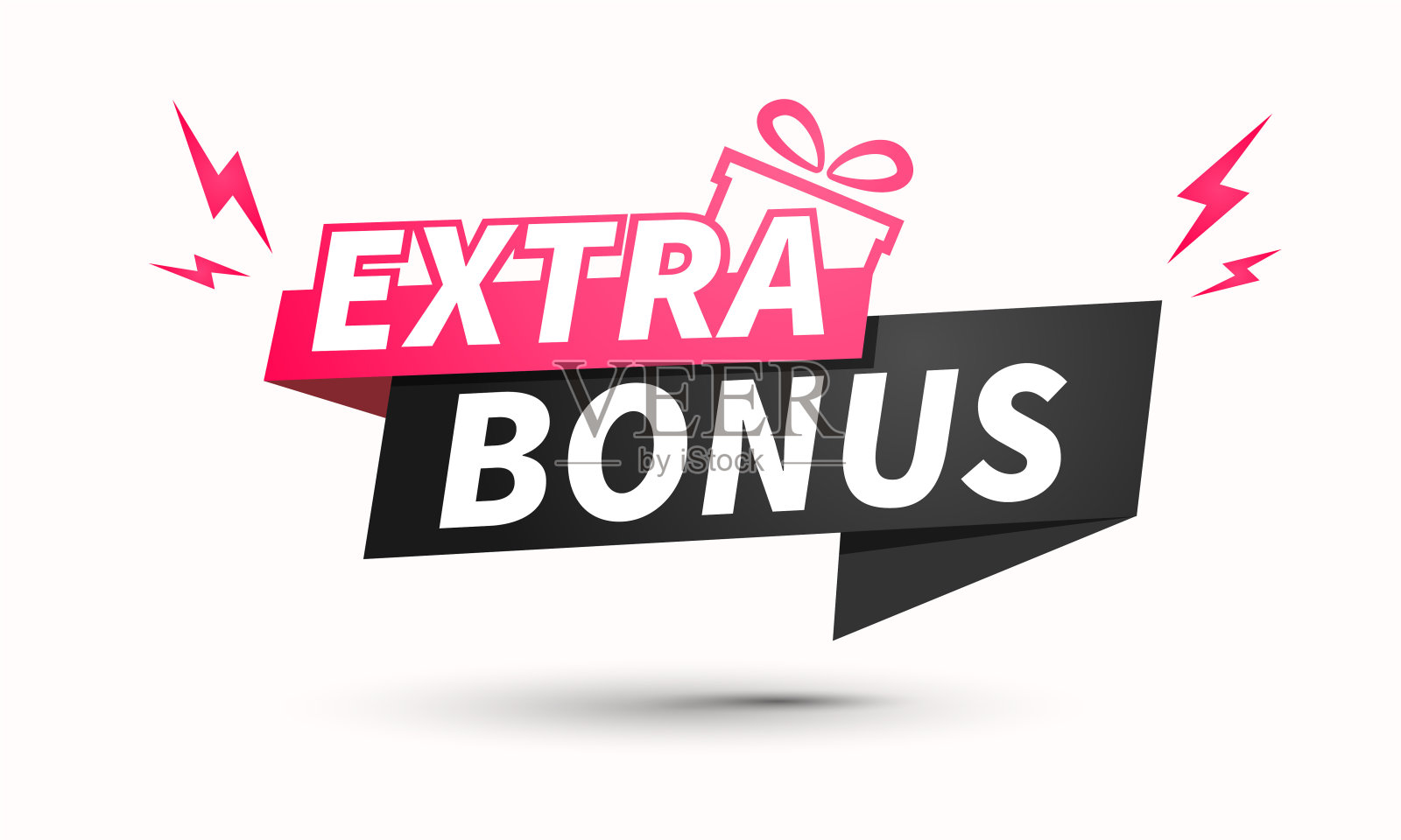红色和黑色额外奖金标签。现代网页横幅元素与礼物。矢量图设计元素图片