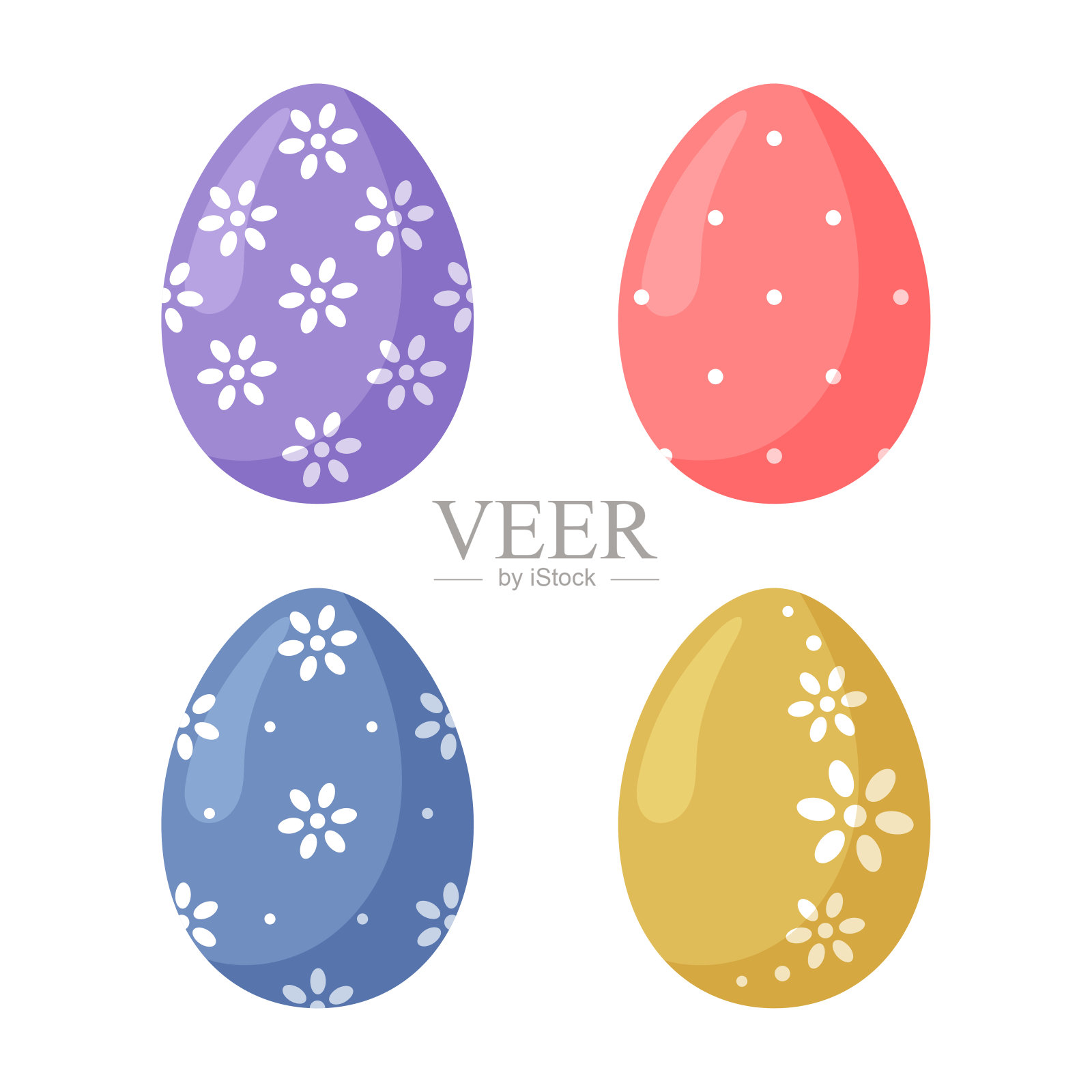 复活节彩蛋。矢量插图在平坦的风格孤立在白色背景。插画图片素材