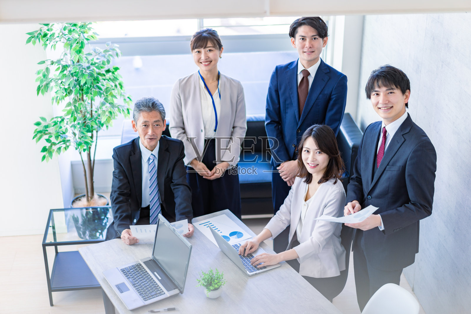 商务人士在干净的办公室工作照片摄影图片