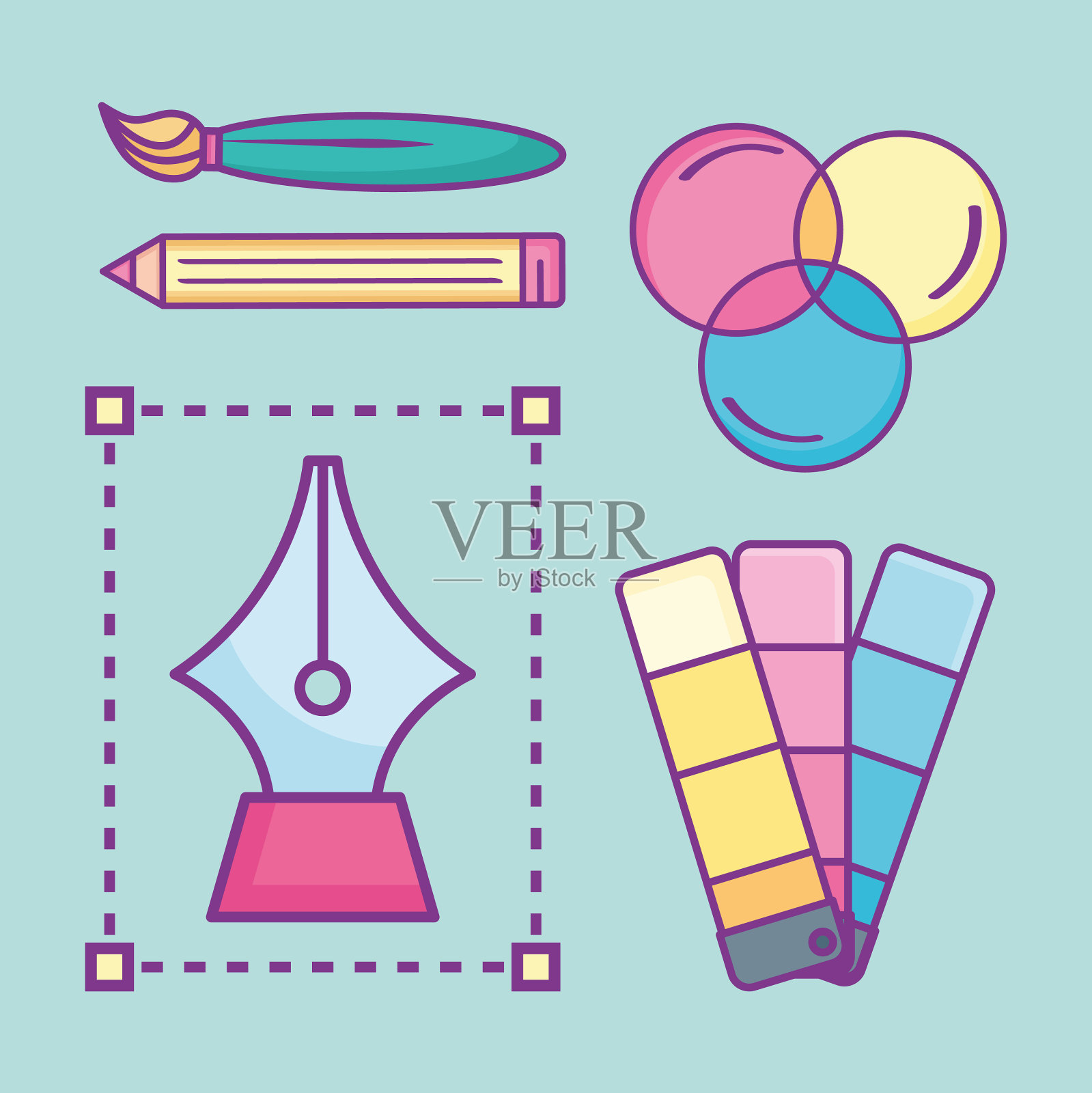 图标与设备的设计师插画图片素材