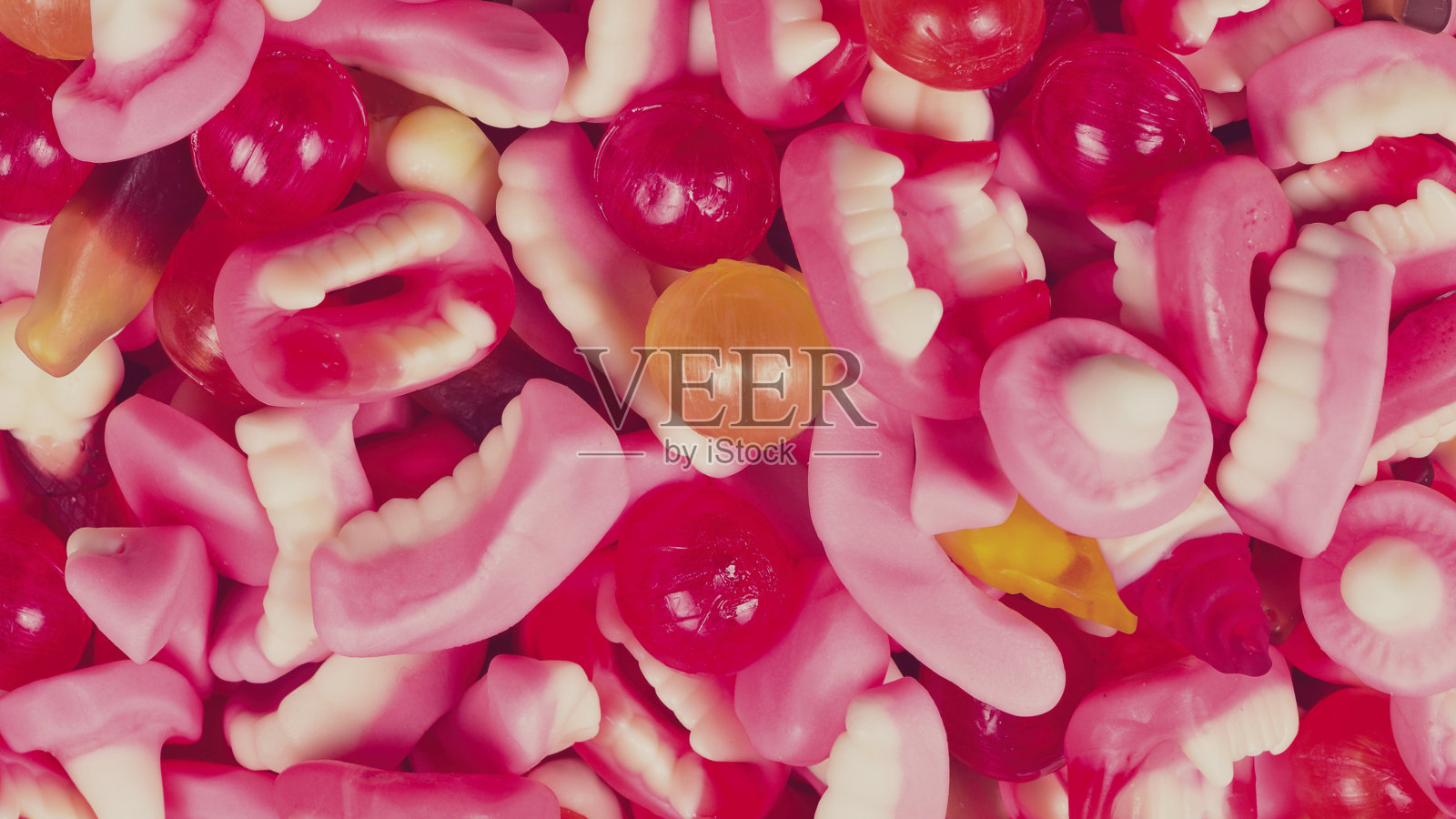 各种胶粘的糖果。前视图。果冻糖果。照片摄影图片