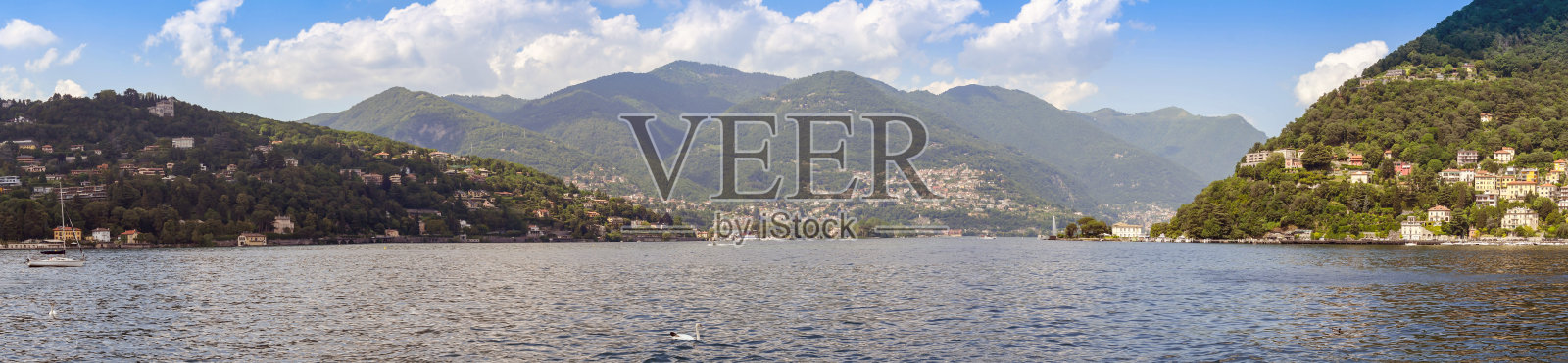 意大利科莫湖的全景照片摄影图片