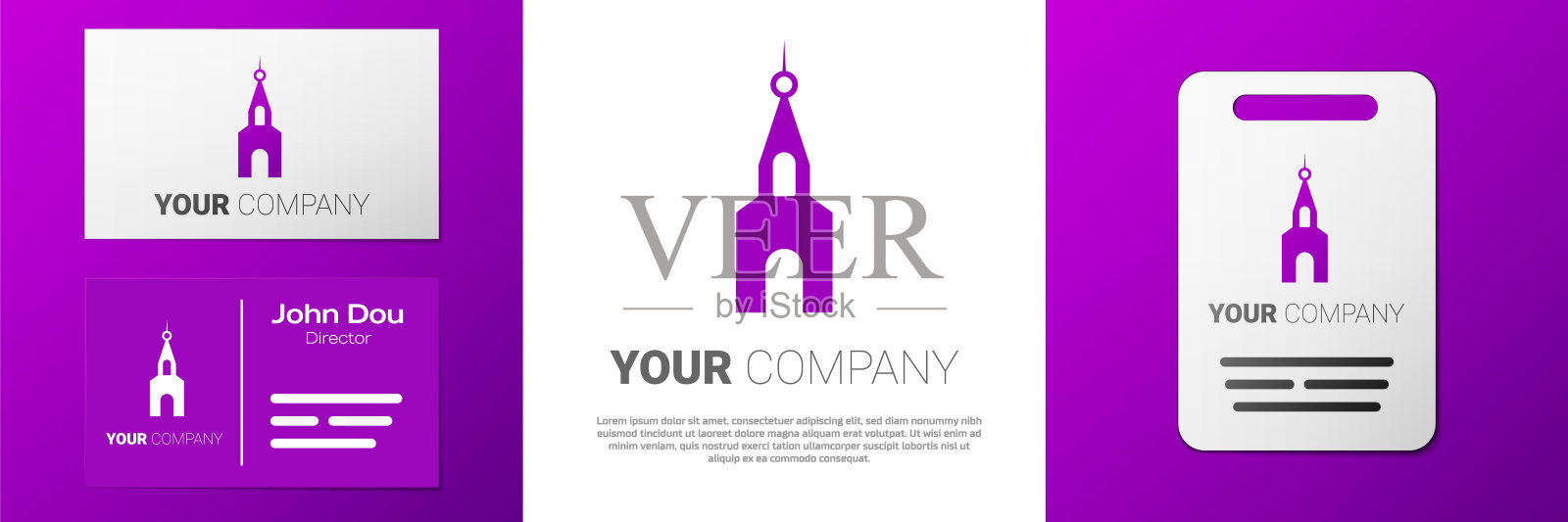 标志式教堂建筑图标孤立在白色背景上。基督教教堂。宗教的教堂。Logo设计模板元素。向量设计模板素材