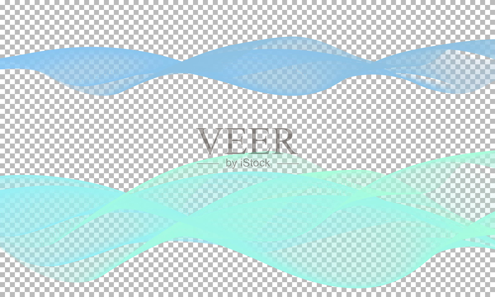 矢量蓝色水波层形状波浪图案概念透明背景混合设计风格插图。插画图片素材