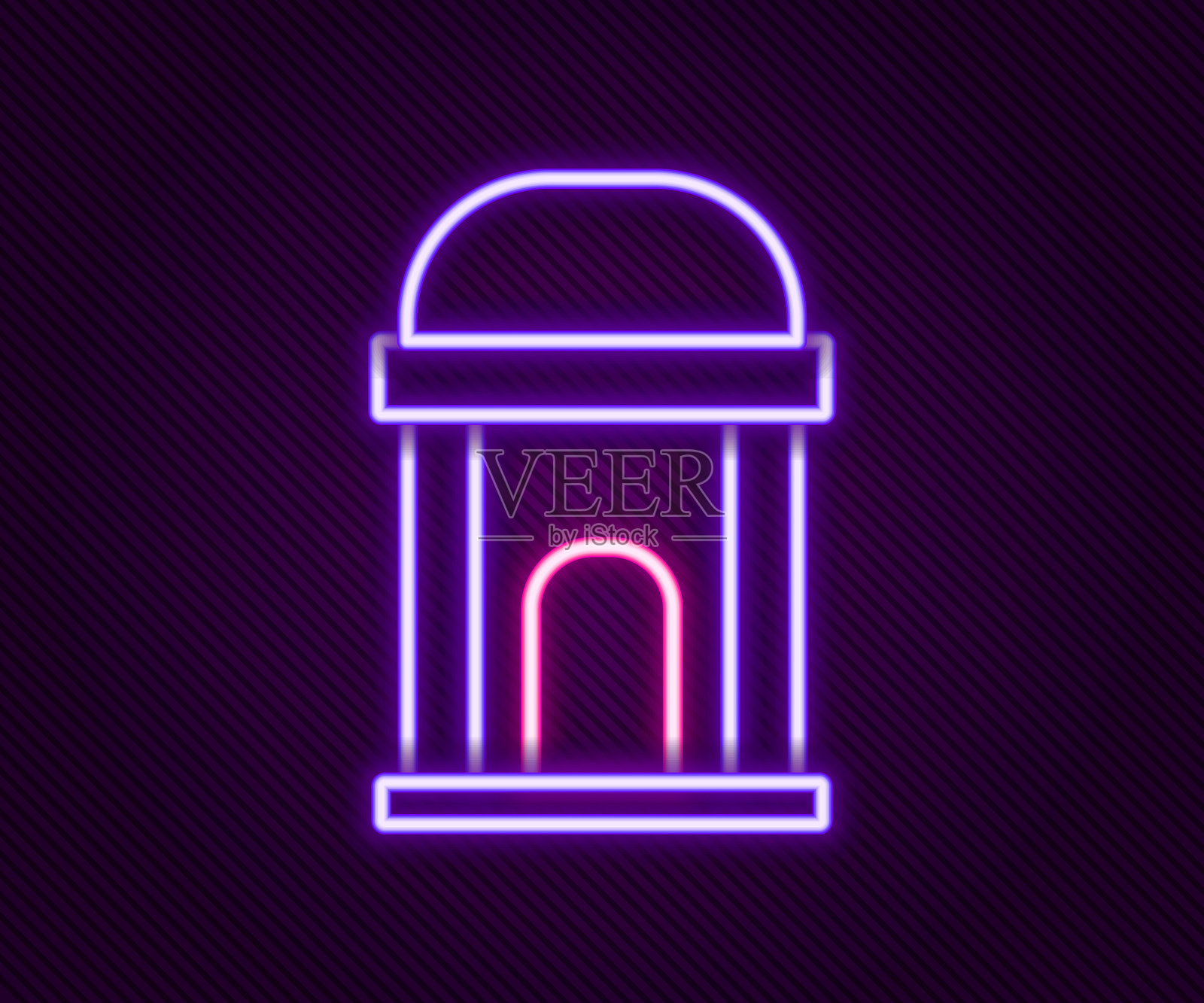 发光的霓虹灯线老地穴图标孤立在黑色背景上。墓地的象征。埋葬死者的藏骨或地窖。色彩斑斓的轮廓的概念。向量插画图片素材