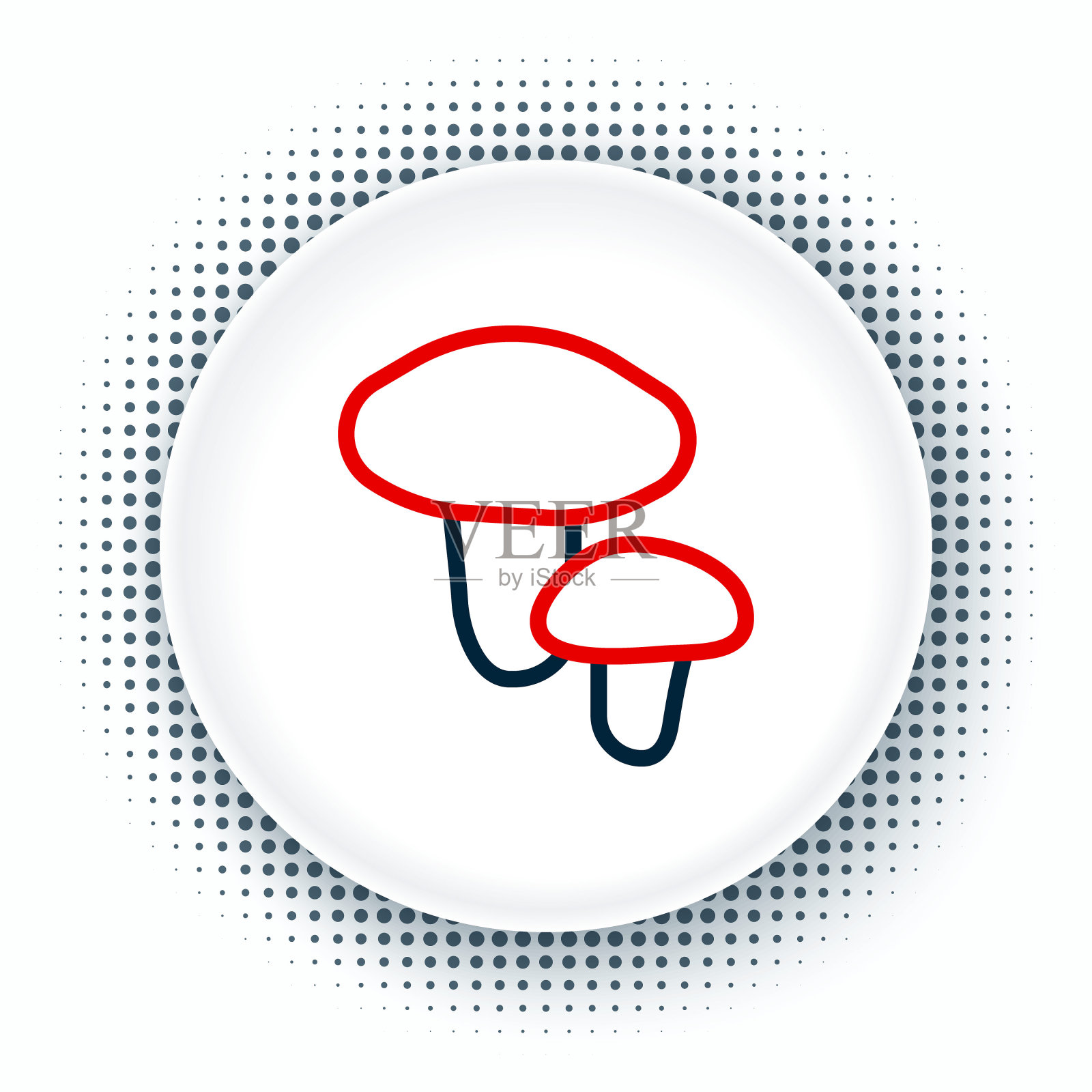 线条蘑菇图标孤立在白色背景上。色彩斑斓的轮廓的概念。向量插画图片素材