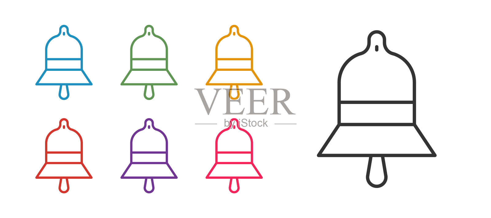 设置线路火车站钟图标孤立在白色背景上。设置图标丰富多彩。向量图标素材