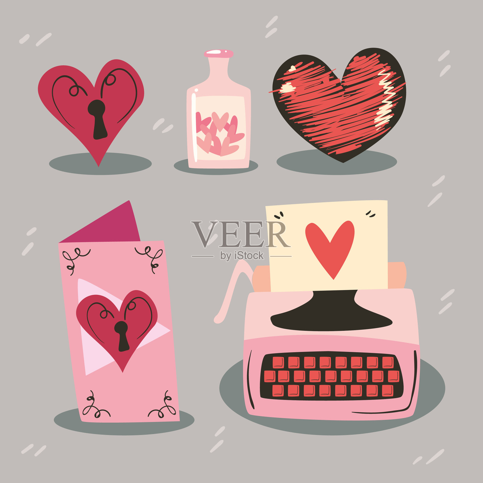 爱的五样东西插画图片素材